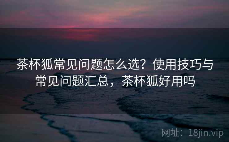 茶杯狐常见问题怎么选?使用技巧与常见问题汇总,茶杯狐好用吗 第2张 茶杯狐常见问题怎么选?使用技巧与常见问题汇总,茶杯狐好用吗 第2张