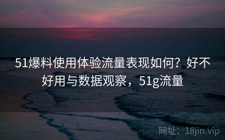 51爆料使用体验流量表现如何？好不好用与数据观察，51g流量  第1张